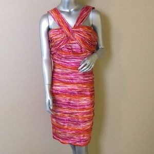 CARMEN MARC VALVO Ruched Silk Cocktail Dress
